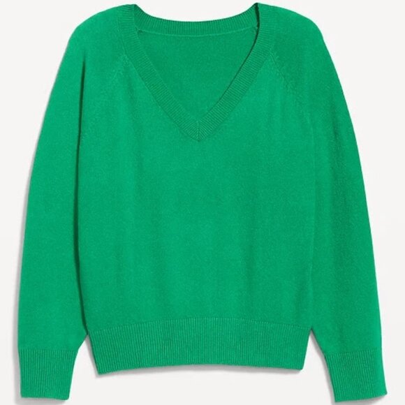 Old Navy Green Mangrove LARGE TALL SoSoft Loose V-Neck Sweater Long Sleeve 423 - Picture 1 of 3